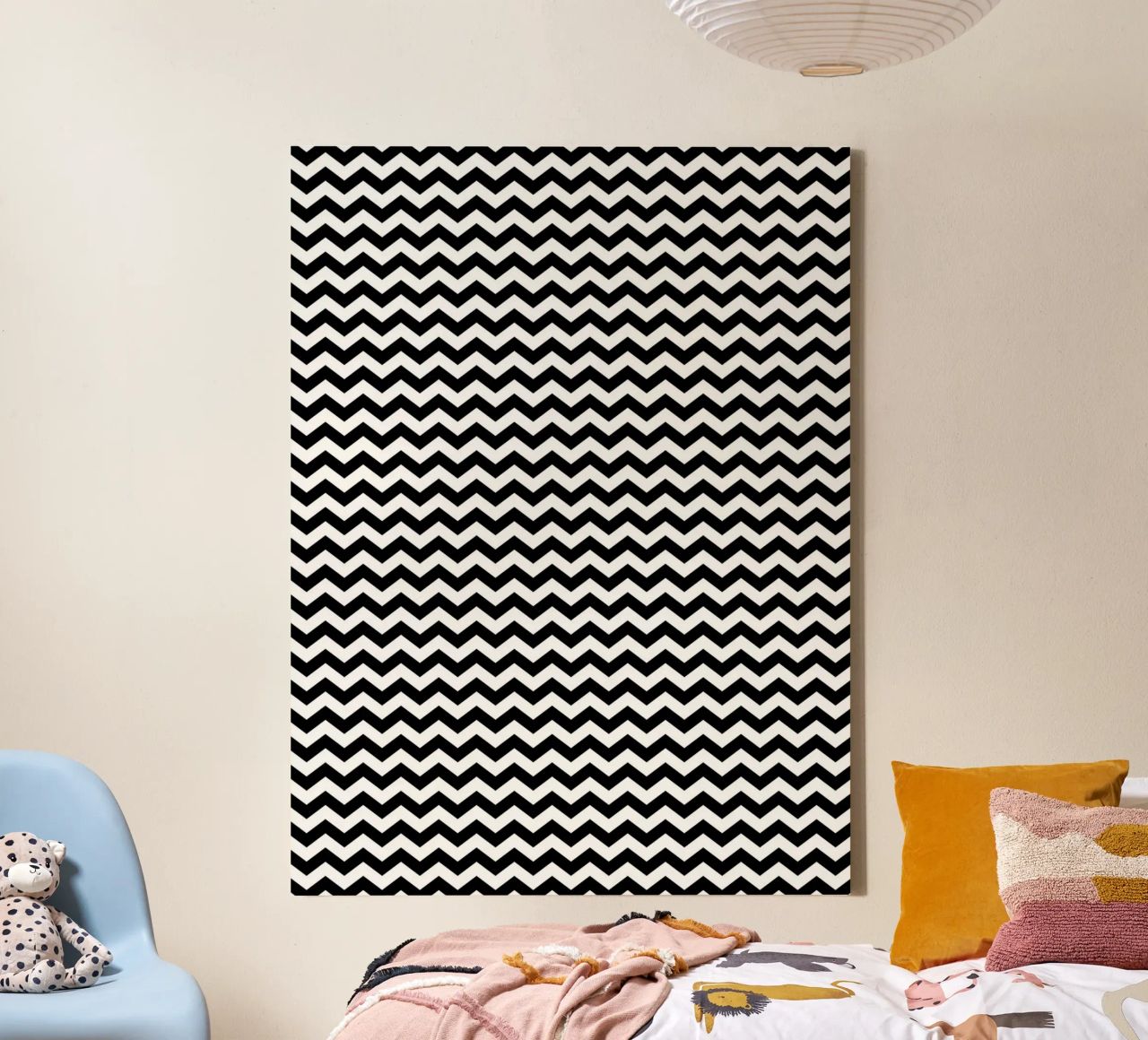 Minimal Chic Basic Chevron Pattern | Bianco e nero tela da Beauty in Simplicity