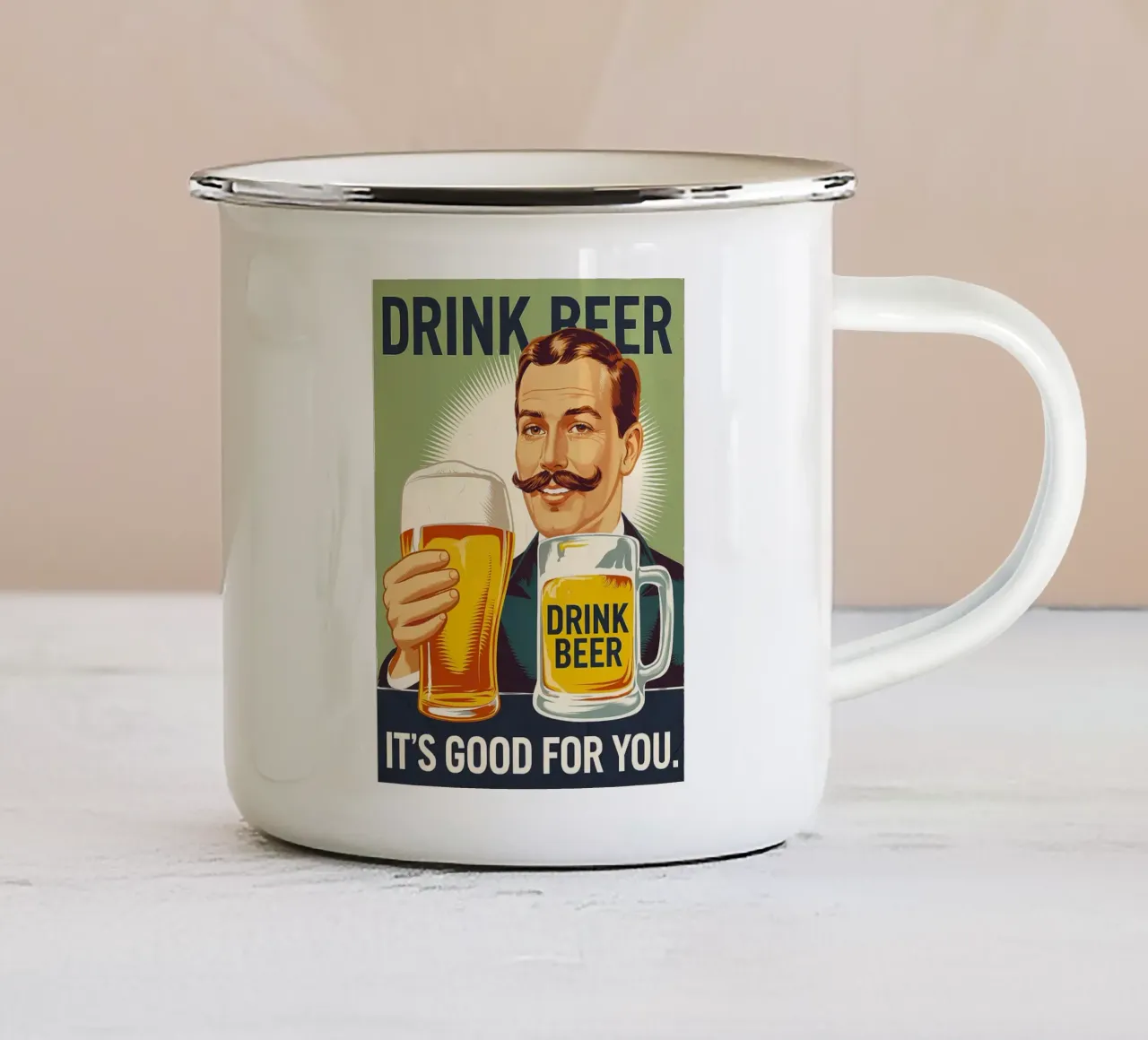 boccale di vetro con baffi di birra tazza in smalto da Adam Bican