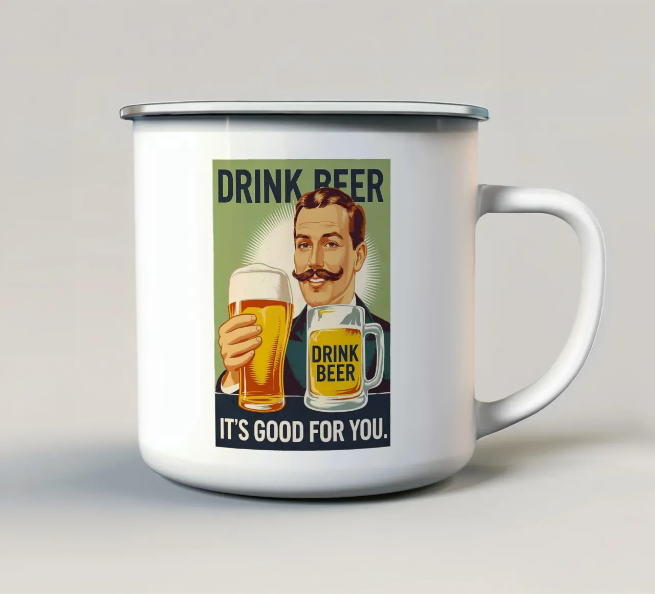 boccale di vetro con baffi di birra tazza in smalto da Adam Bican