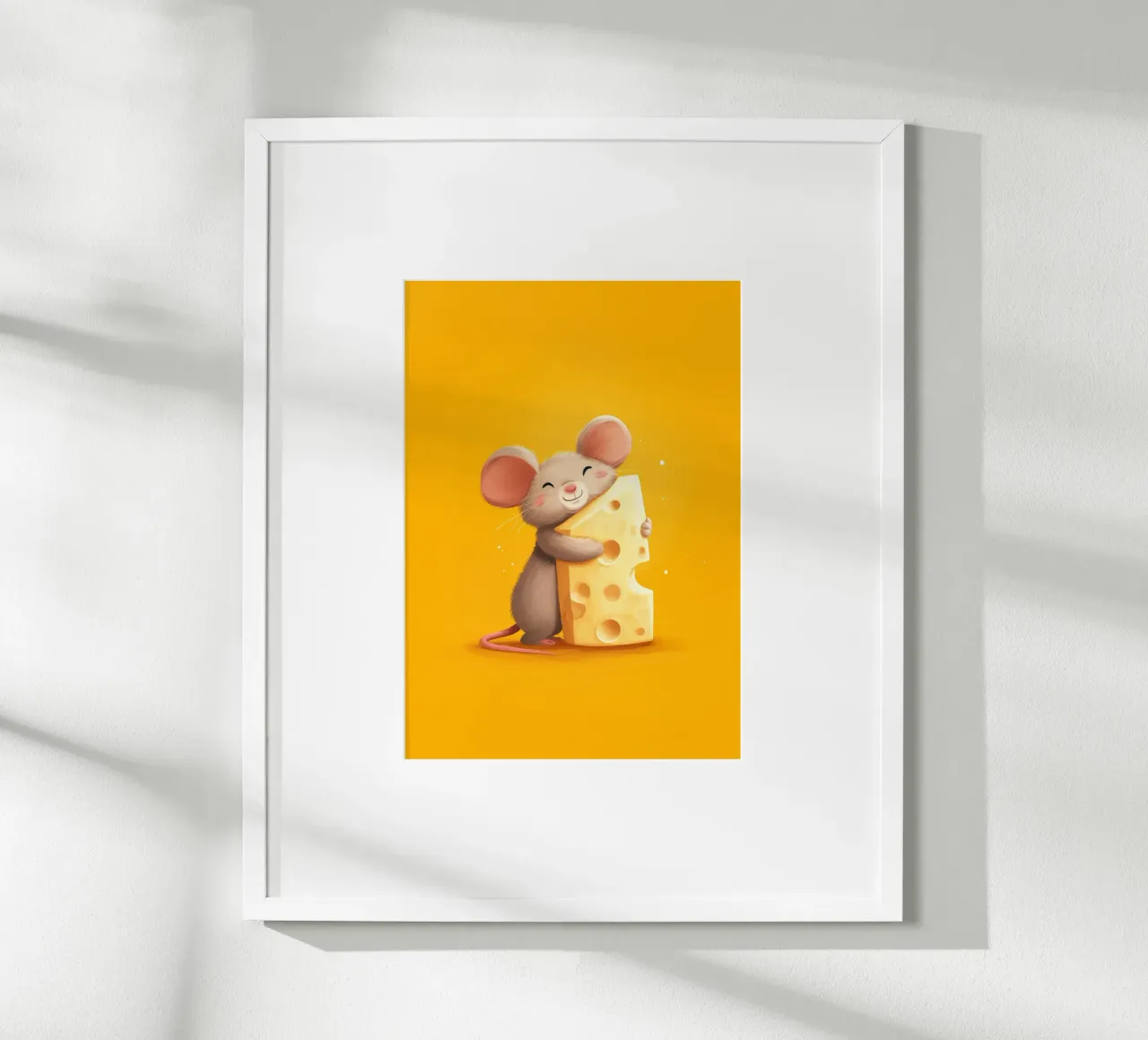 Little Mouse, Big Cheese poster con telaio in legno da Kiara