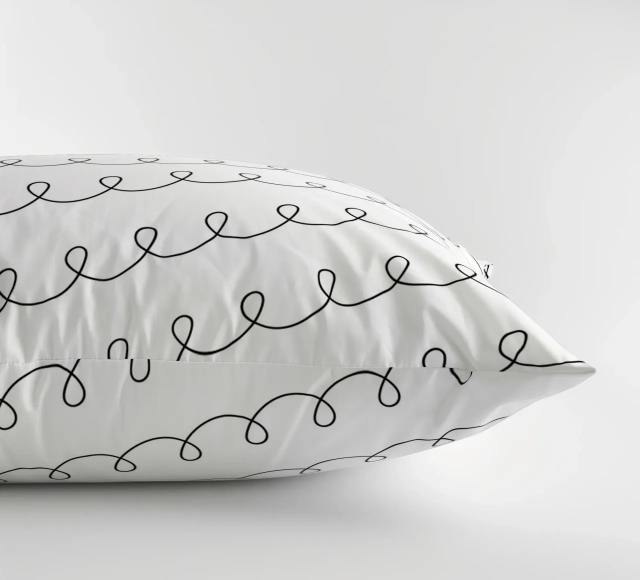 Minimal Geometric Looping Lines Drawing 2 | Nero su bianco cuscino da Beauty in Simplicity