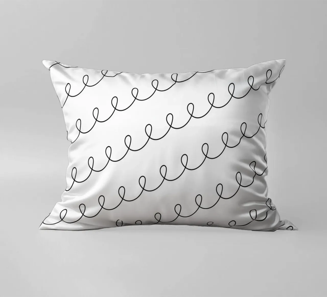Minimal Geometric Looping Lines Drawing 2 | Nero su bianco cuscino da Beauty in Simplicity
