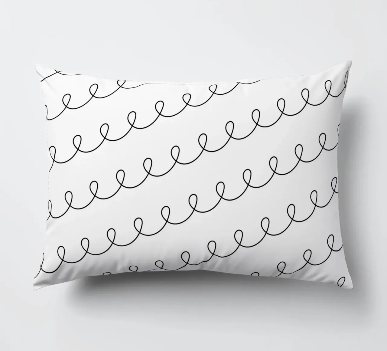Minimal Geometric Looping Lines Drawing 2 | Nero su bianco cuscino da Beauty in Simplicity