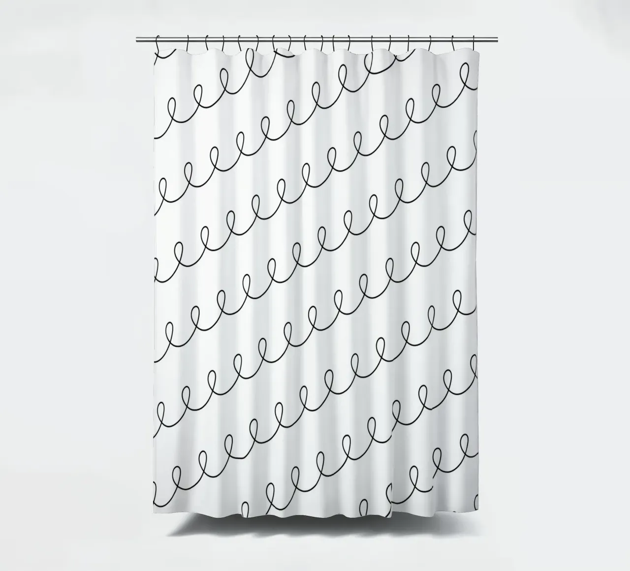 Minimal Geometric Looping Lines Zeichnung 2 | Schwarz auf Weiß Duschvorhang von Beauty in Simplicity