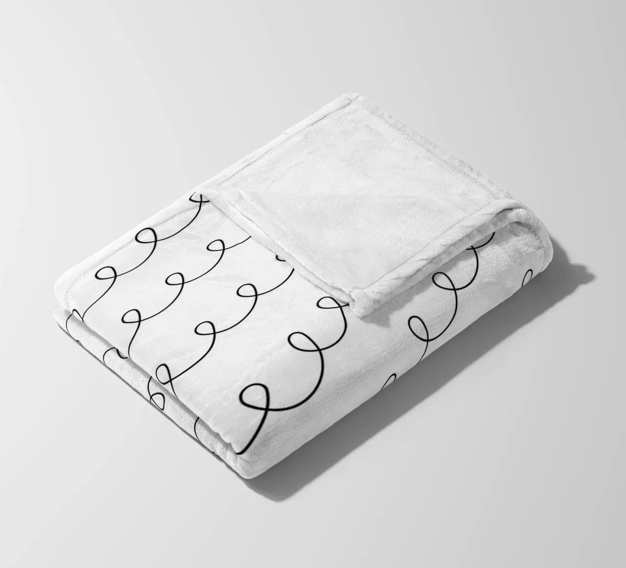 Minimal Geometric Looping Lines Drawing 2 | Negro sobre blanco manta de franela de Beauty in Simplicity