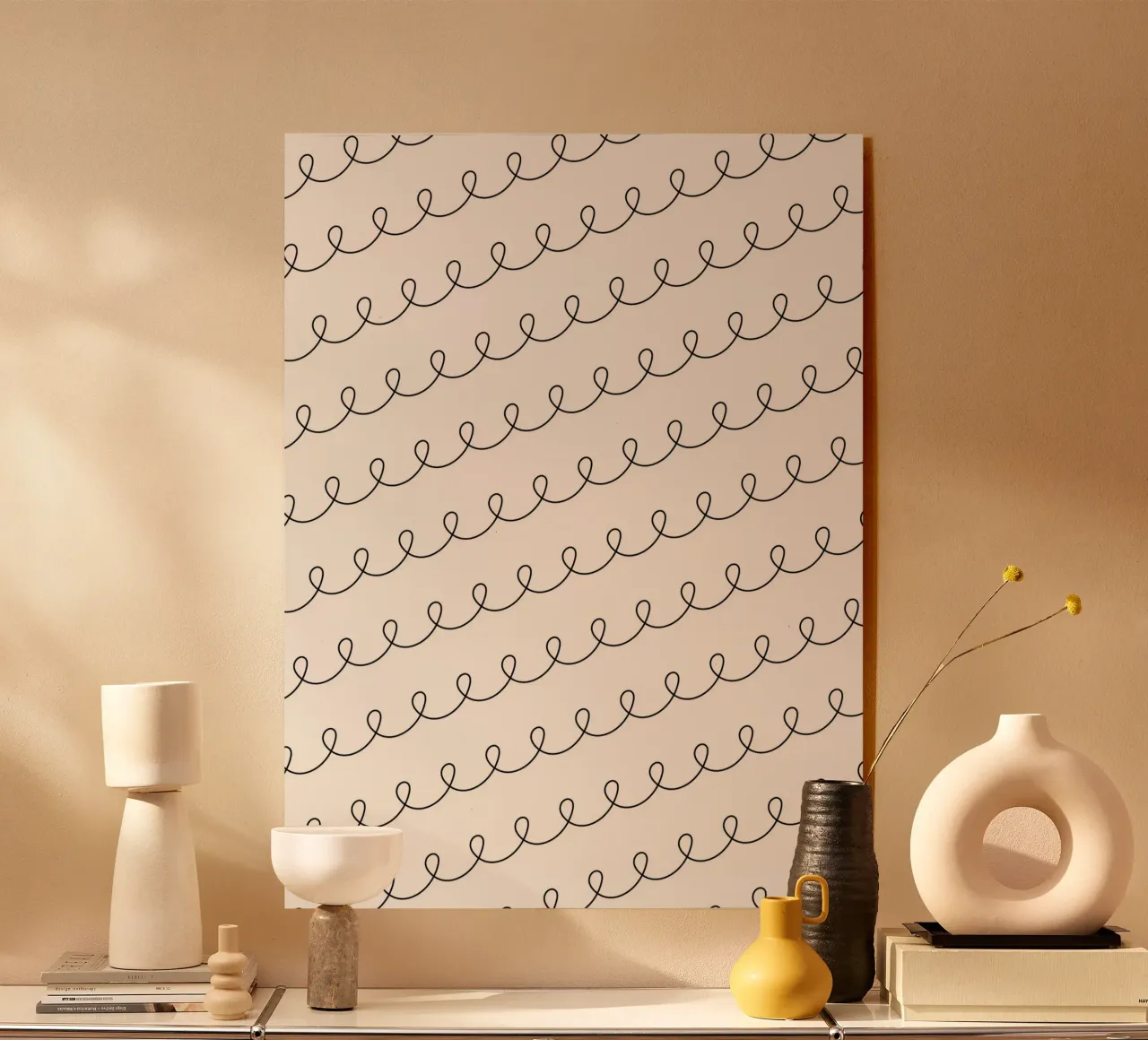 Minimal Geometric Looping Lines Drawing 2 | Black on White acrylic glass by Beauty in Simplicity
