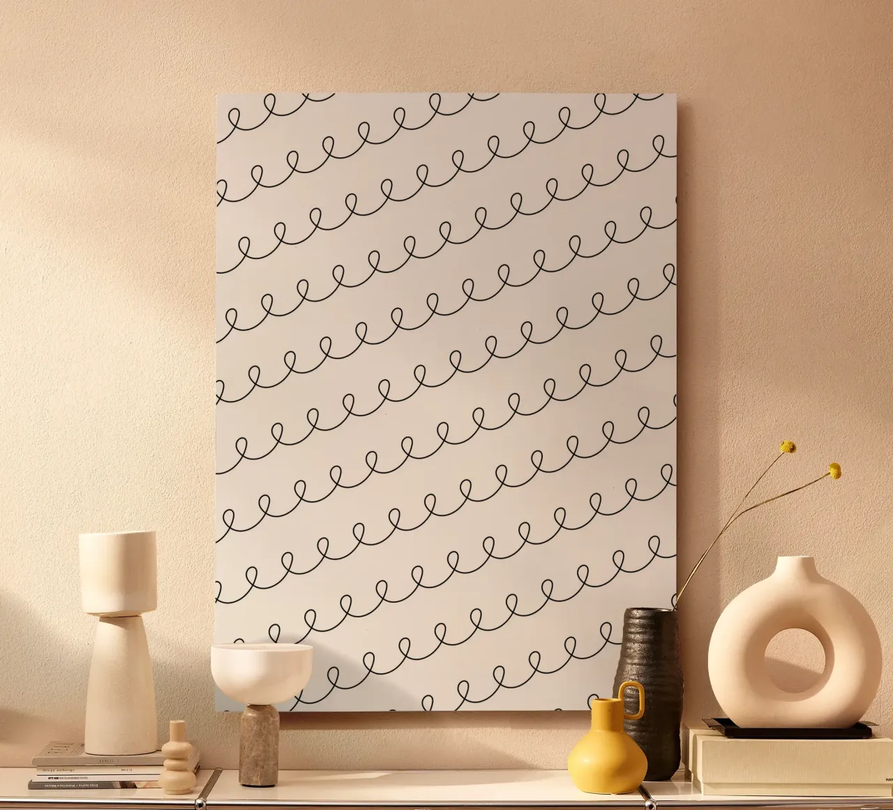 Minimal Geometric Looping Lines Drawing 2 | Nero su bianco pannello forex da Beauty in Simplicity