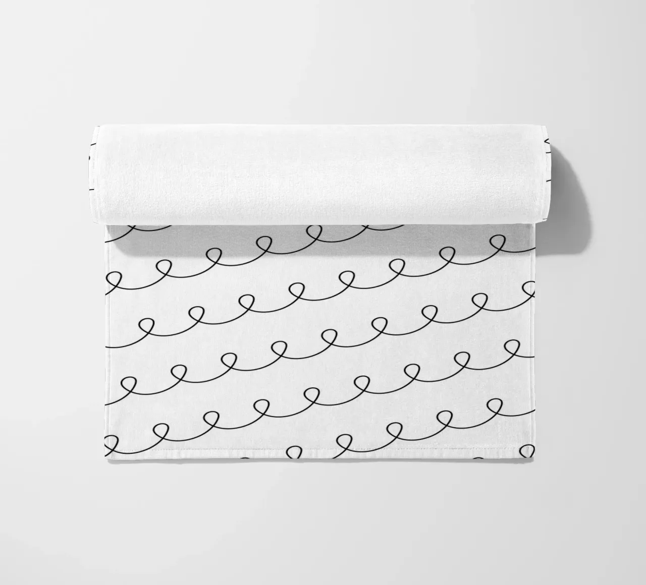 Minimal Geometric Looping Lines Drawing 2 | Nero su bianco telo mare da Beauty in Simplicity