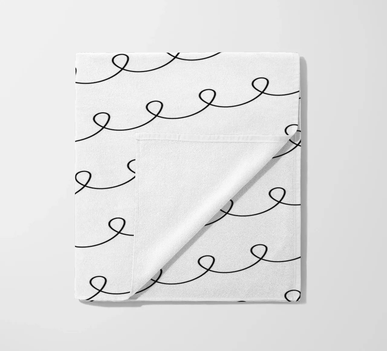 Minimal Geometric Looping Lines Drawing 2 | Nero su bianco telo mare da Beauty in Simplicity