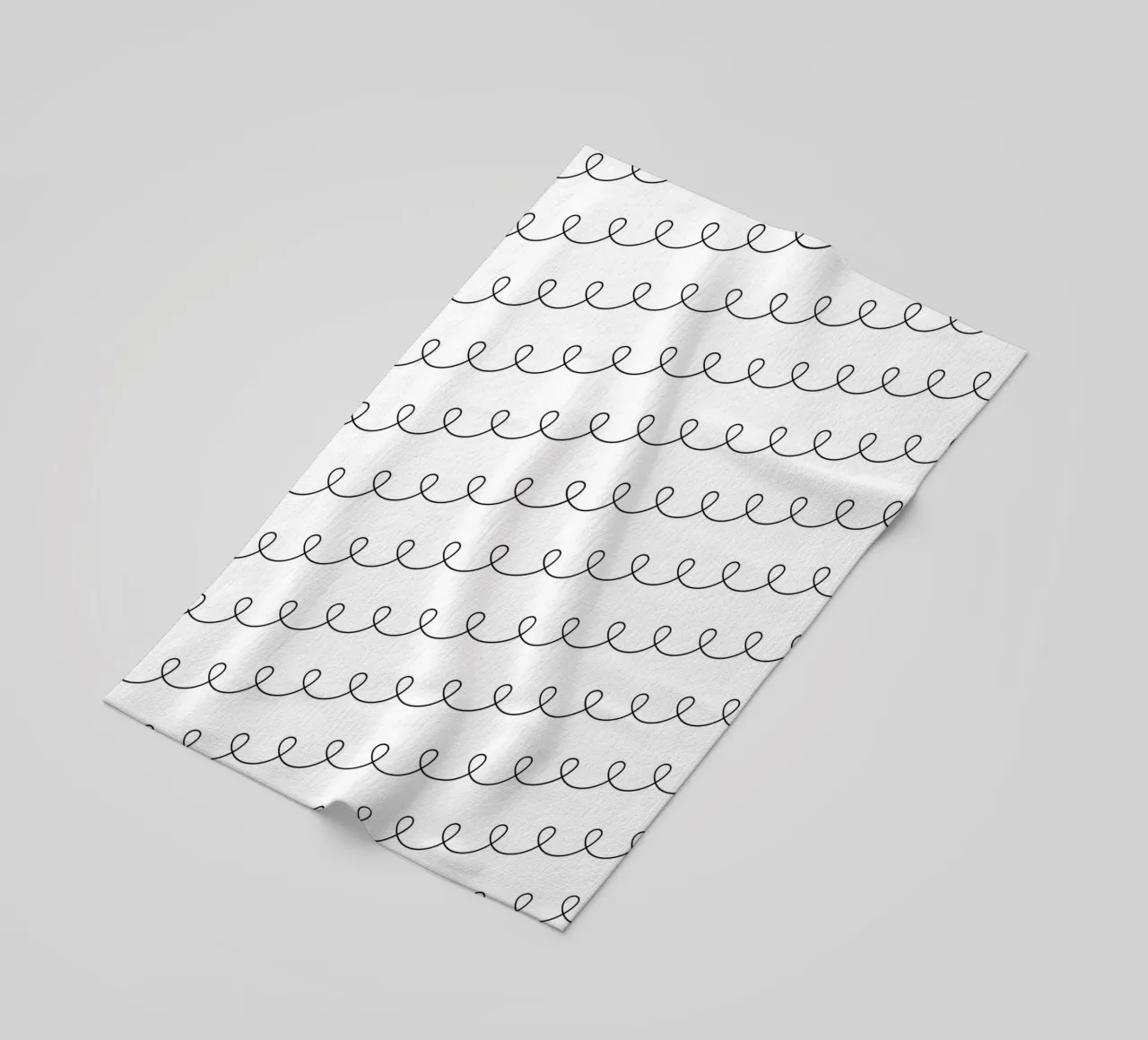 Minimal Geometric Looping Lines Drawing 2 | Nero su bianco telo mare da Beauty in Simplicity