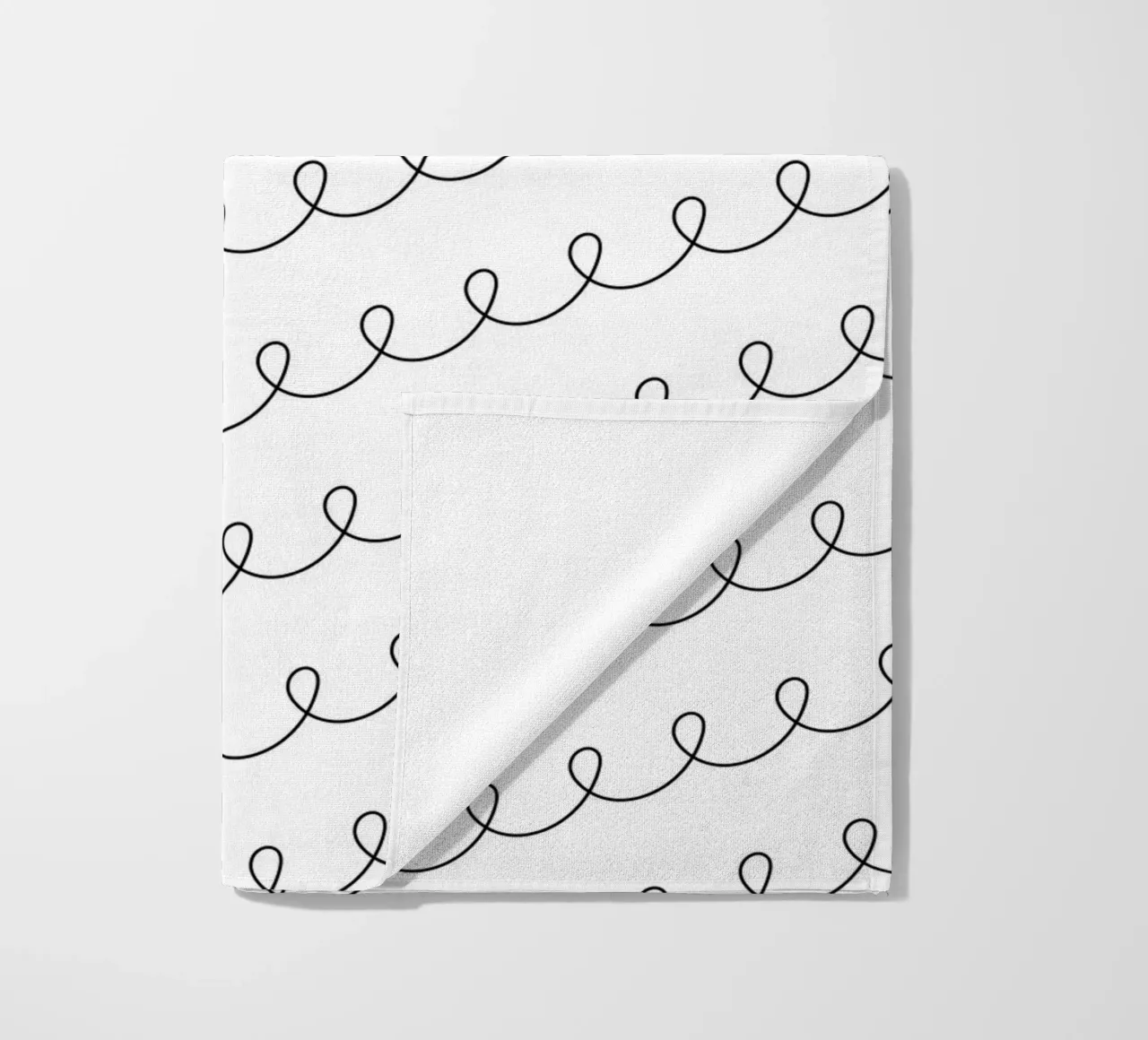 Minimal Geometric Looping Lines Drawing 2 | Nero su bianco telo mare da Beauty in Simplicity