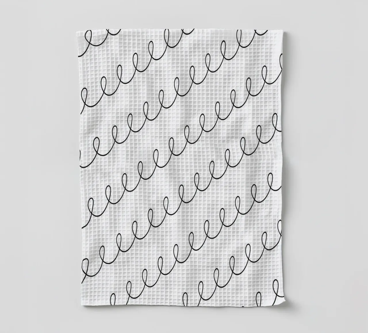 Minimal Geometric Looping Lines Drawing 2 | Nero su bianco canovaccio da cucina da Beauty in Simplicity