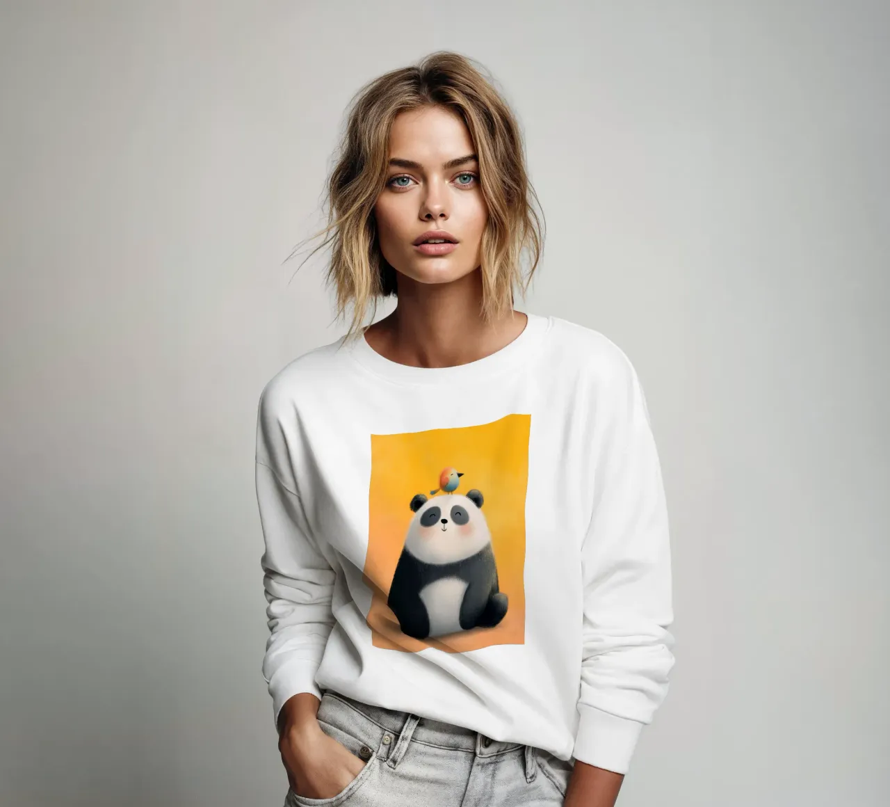 Panda and the Little Bird felpa da Kiara