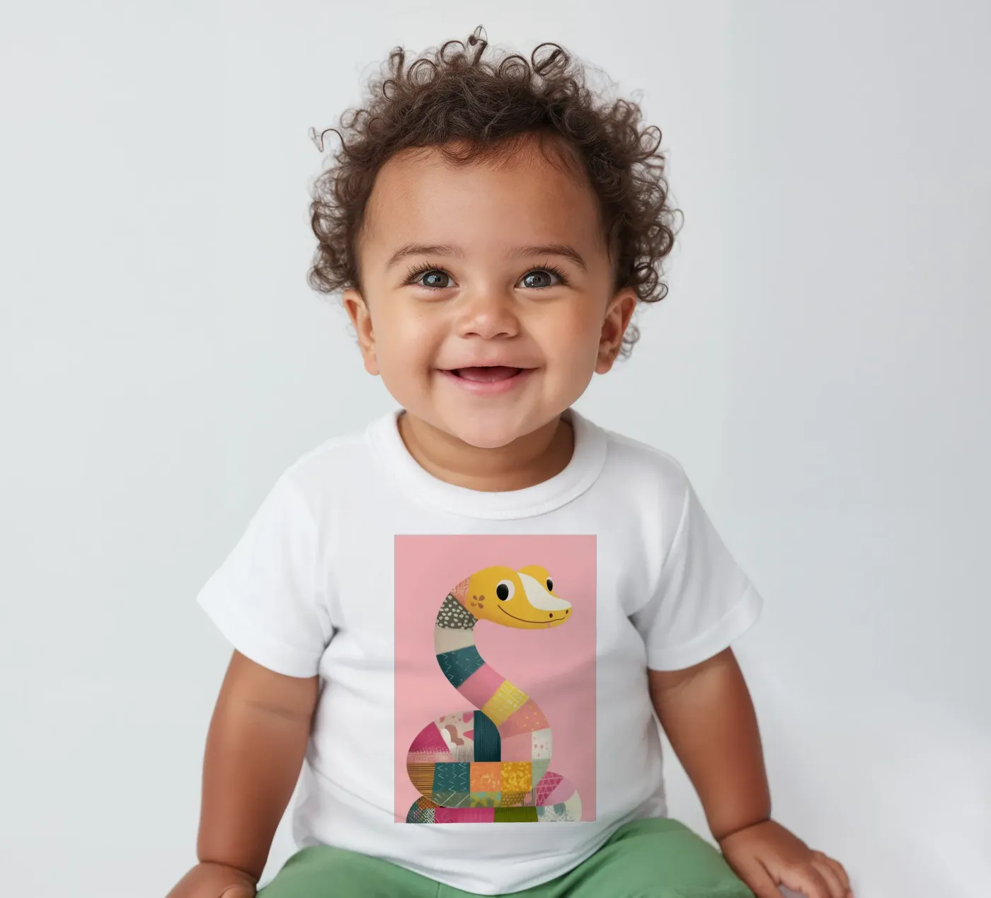 Patchy Python baby t-shirt by Kiara
