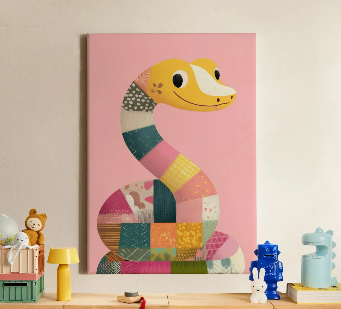 Patchy Python canvas van Kiara