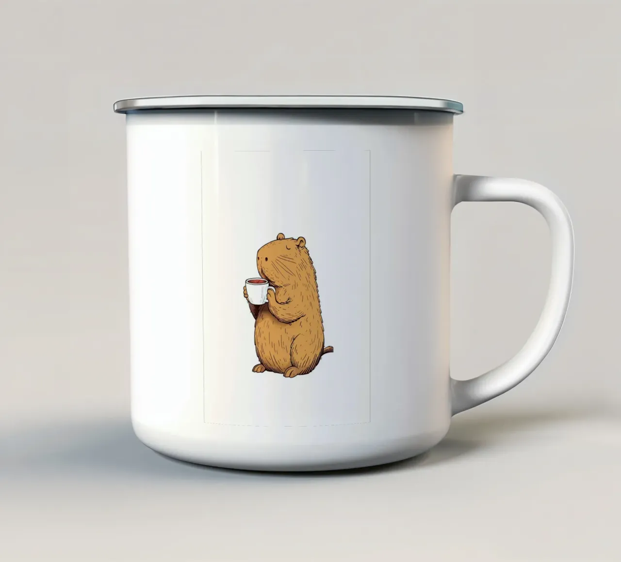 Capybara Coffee tazza in smalto da Dumery Art