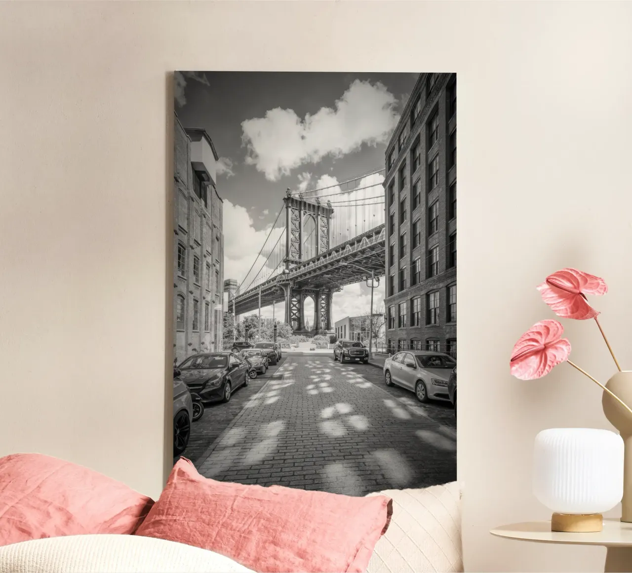 NEW YORK CITY Ponte di Manhattan tela con Cornice a cassetta da vintgeseyn
