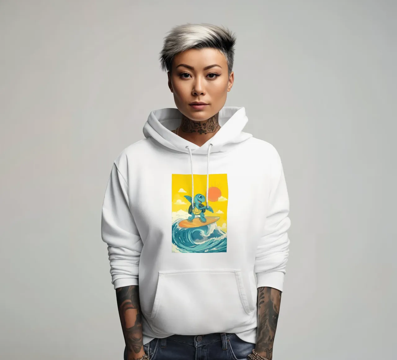 Surf's Up, Turtle! felpa con cappuccio da Kiara