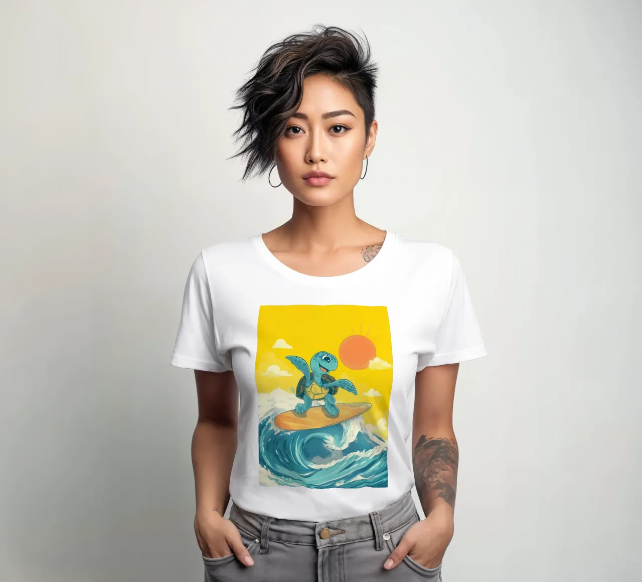 Surf's Up, Turtle! t-shirt da donna da Kiara