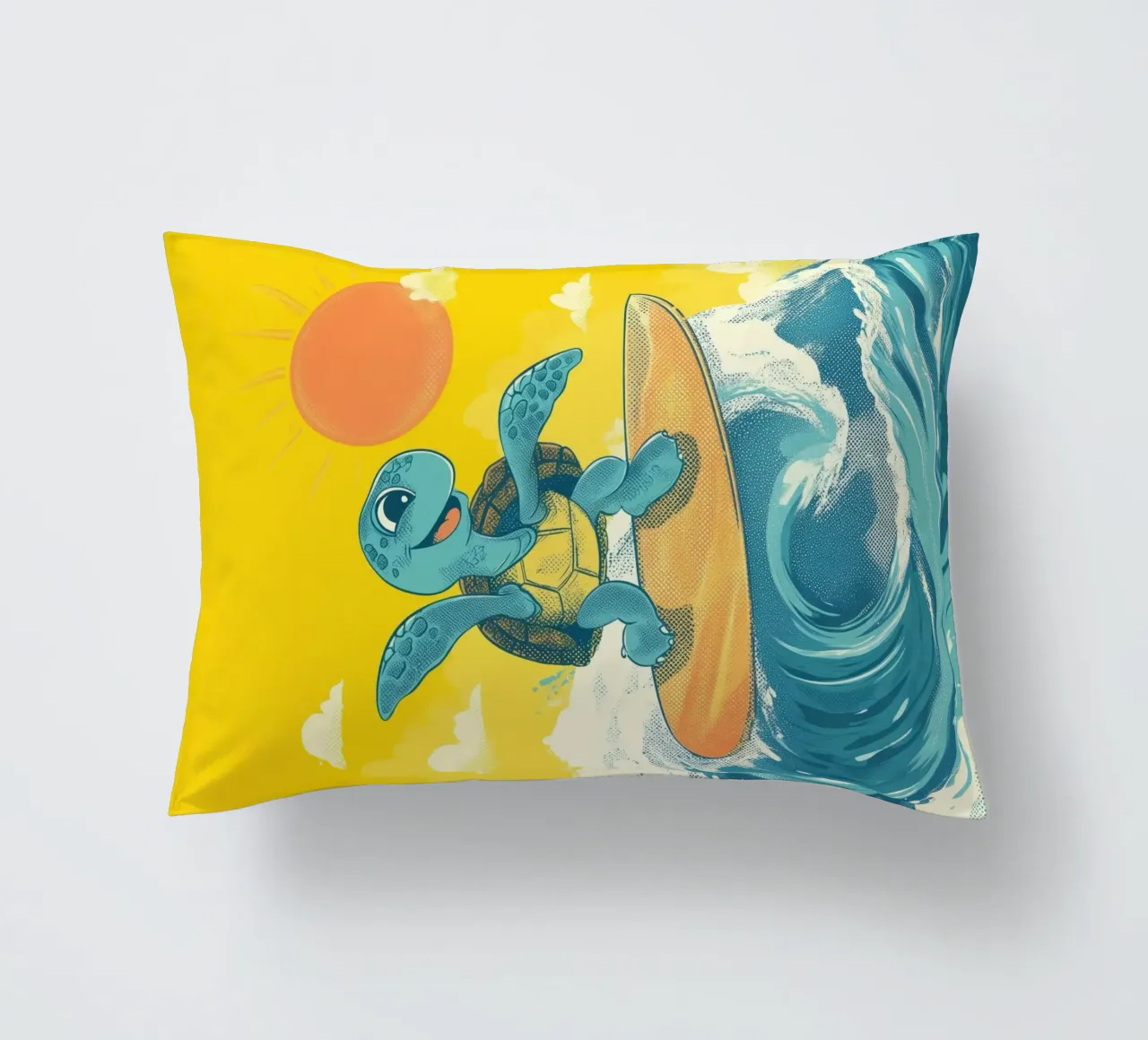 Surf's Up, Turtle! decorative cushion by Kiara
