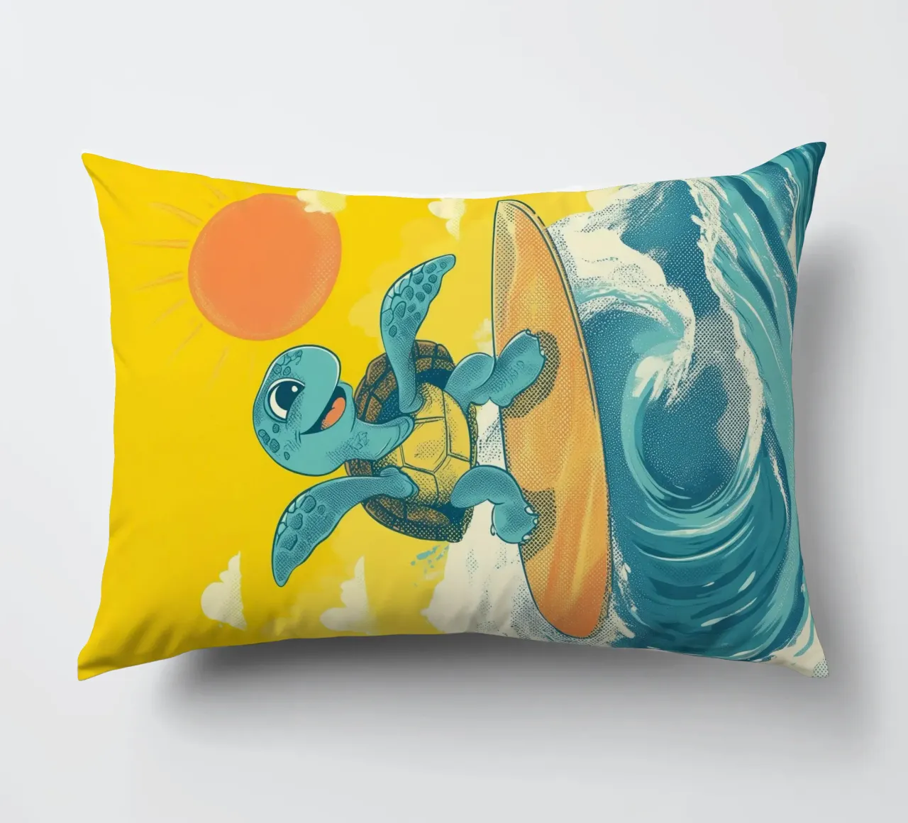 Surf's Up, Turtle! decorative cushion by Kiara
