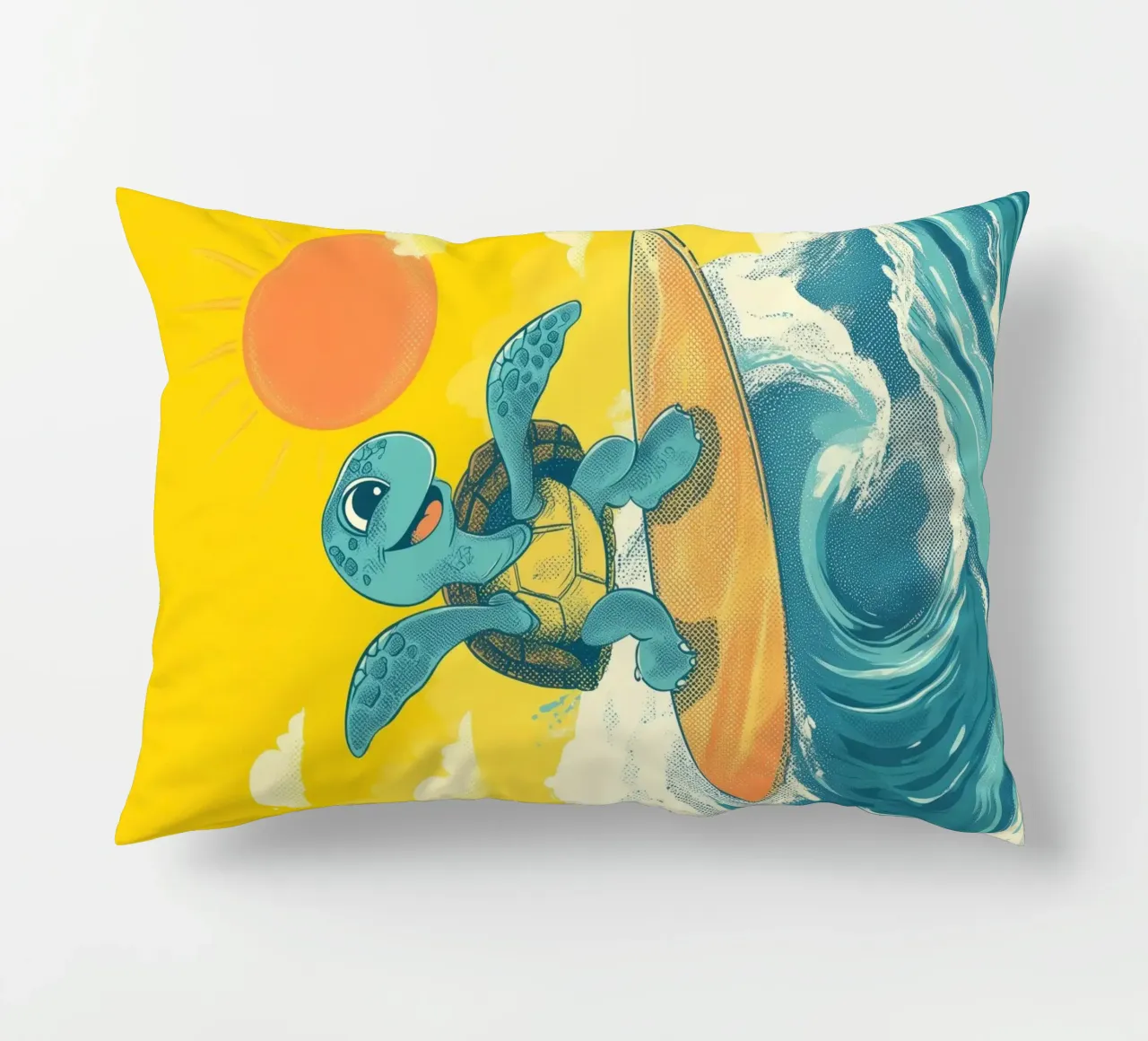 Surf's Up, Turtle! decorative cushion by Kiara