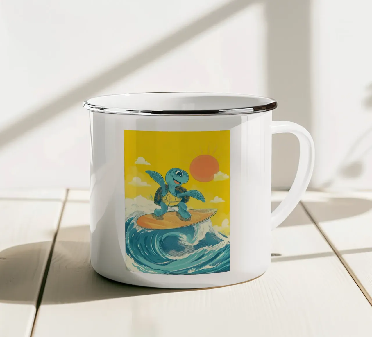 Surf's Up, Turtle! tazza in smalto da Kiara