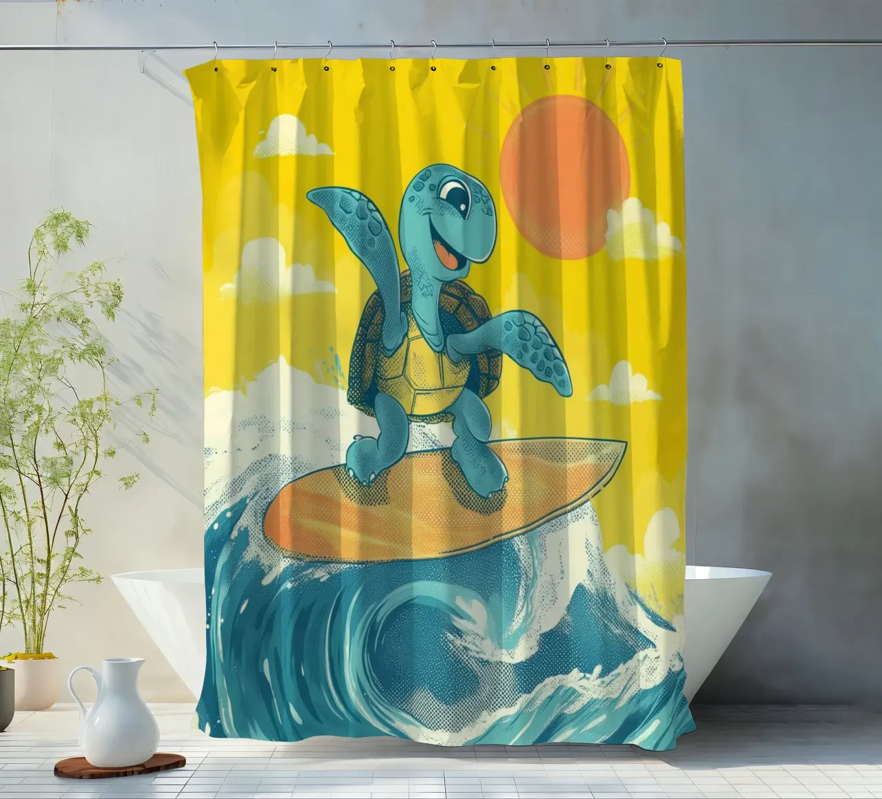 Surf's Up, Turtle! tenda da doccia da Kiara