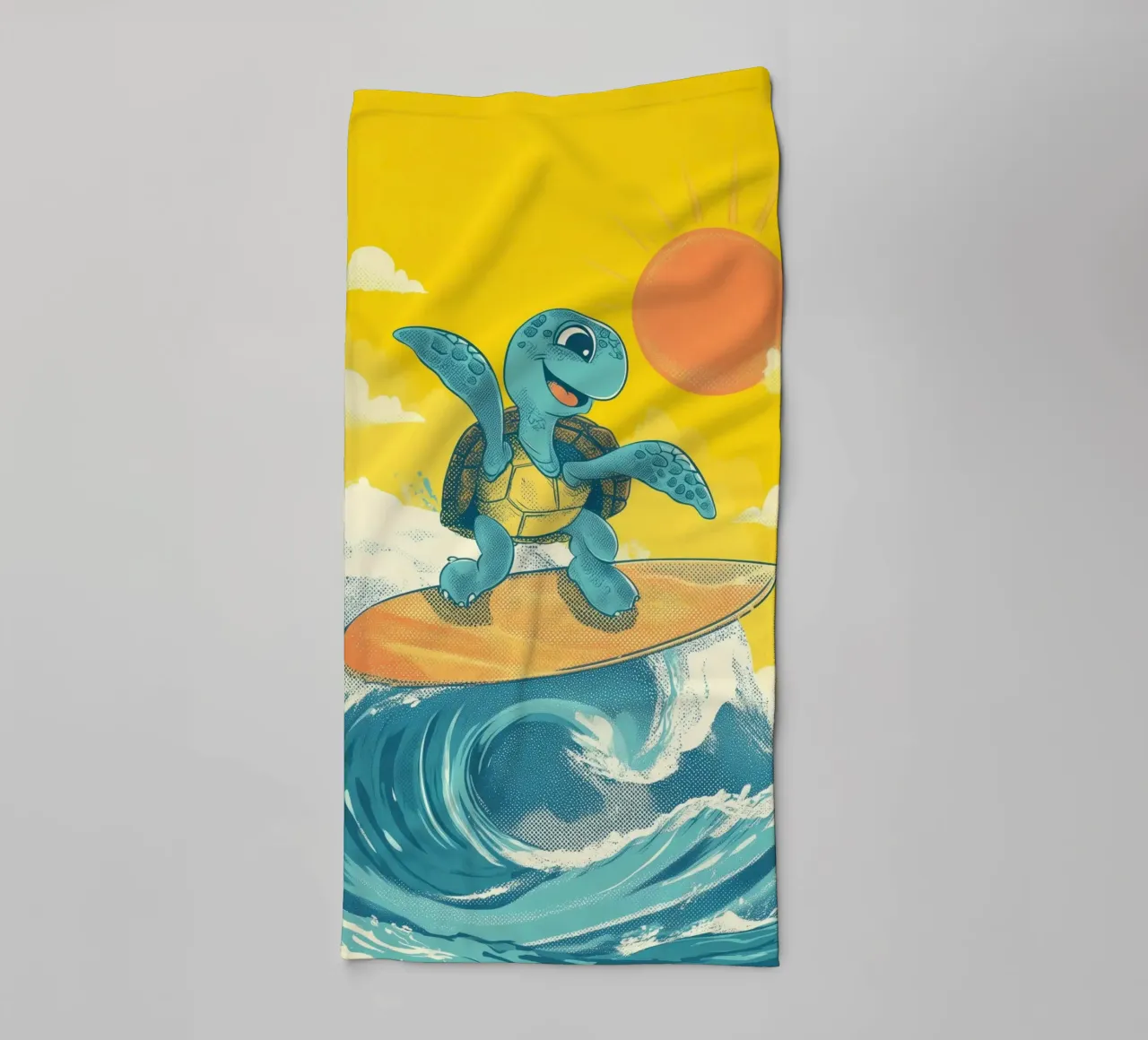Surf's Up, Turtle! towel by Kiara