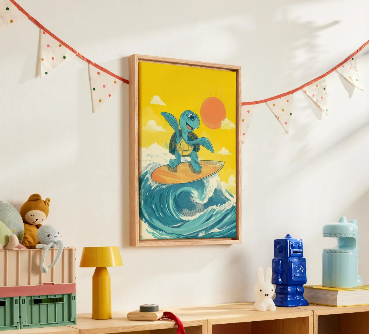 Surf's Up, Turtle! canvas with Floater frame by Kiara