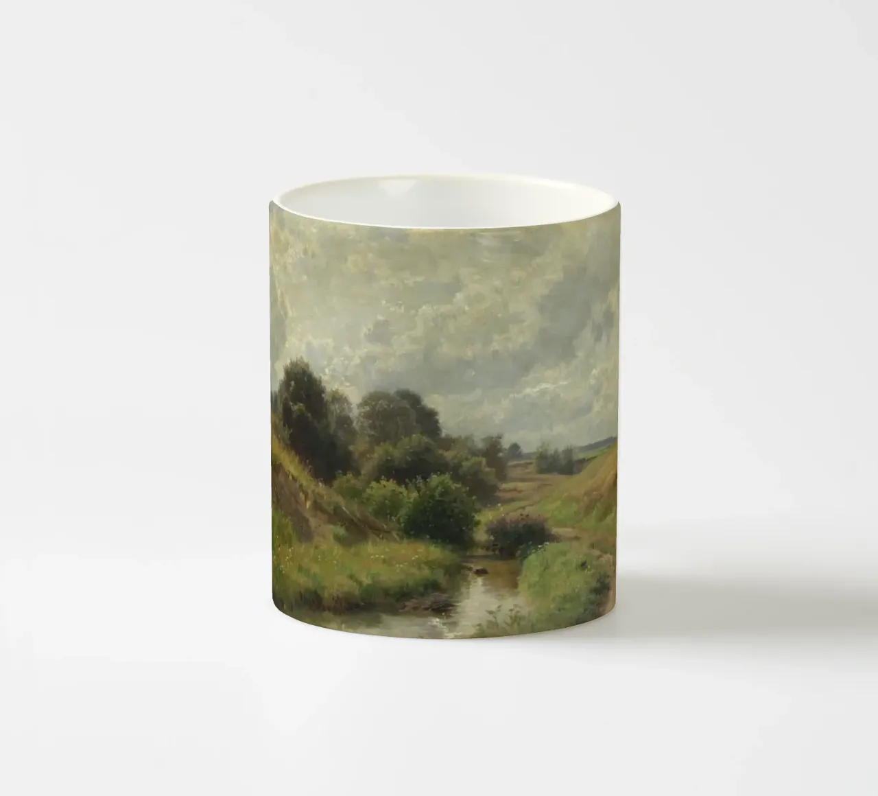 cespugli accanto a un piccolo fiume tazza in ceramica da pleceng shope