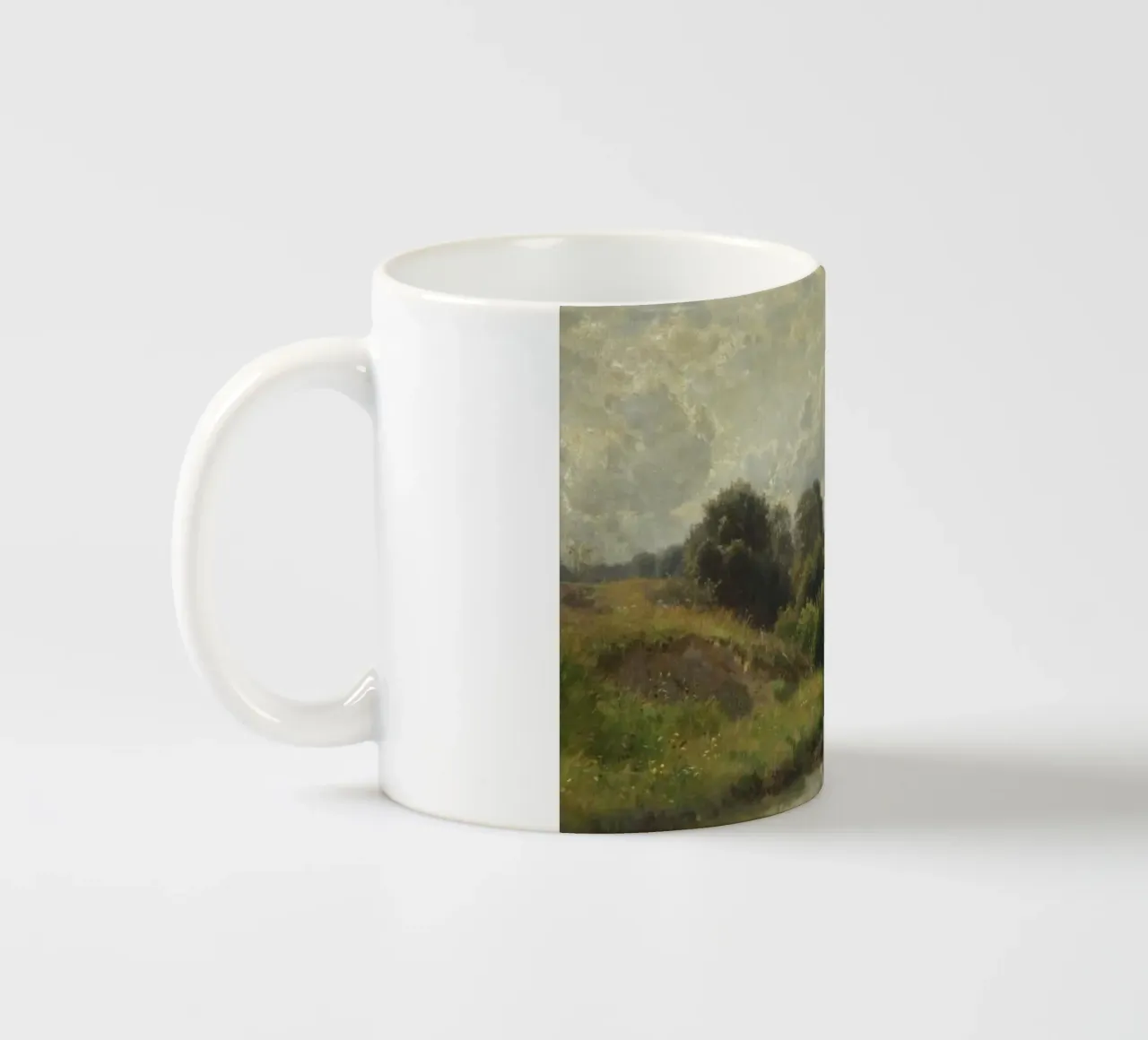 cespugli accanto a un piccolo fiume tazza in ceramica da pleceng shope
