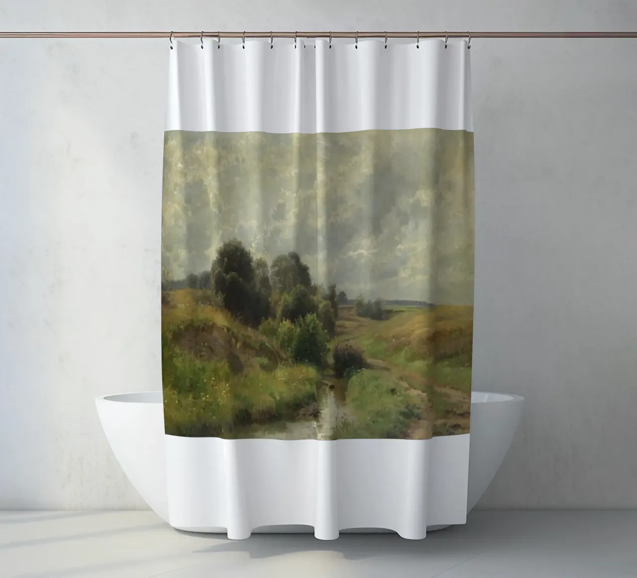 cespugli accanto a un piccolo fiume tenda da doccia da pleceng shope