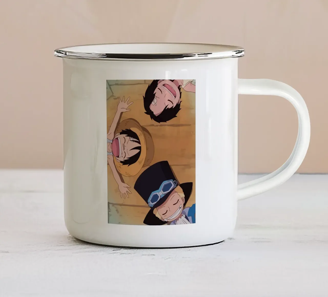 Luffy, Ace and Sabo One Piece tazza in smalto da Dumery Art