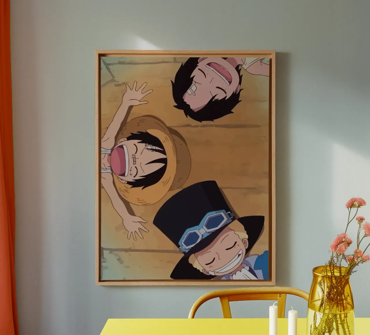 Luffy, Ace and Sabo One Piece tela con Cornice a cassetta da Dumery Art