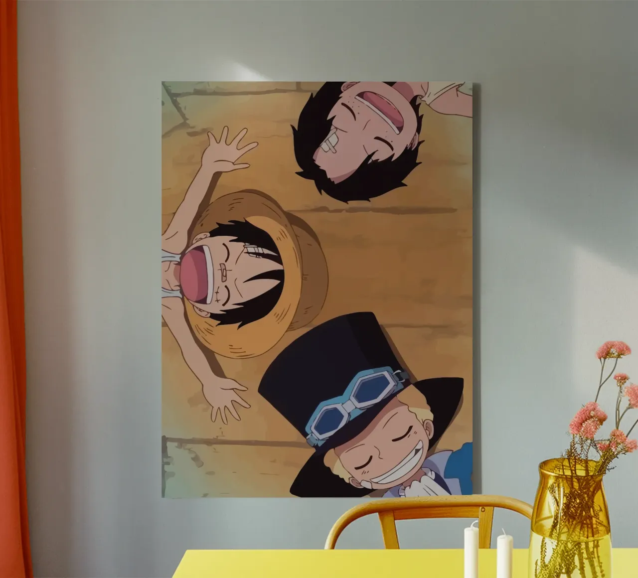 Luffy, Ace and Sabo One Piece tela con Cornice a cassetta da Dumery Art