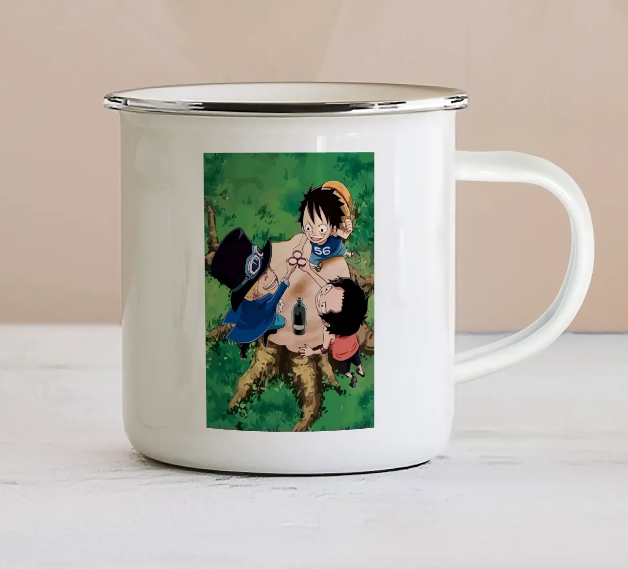 Luffy, Ace and Sabo One Piece tazza in smalto da Dumery Art