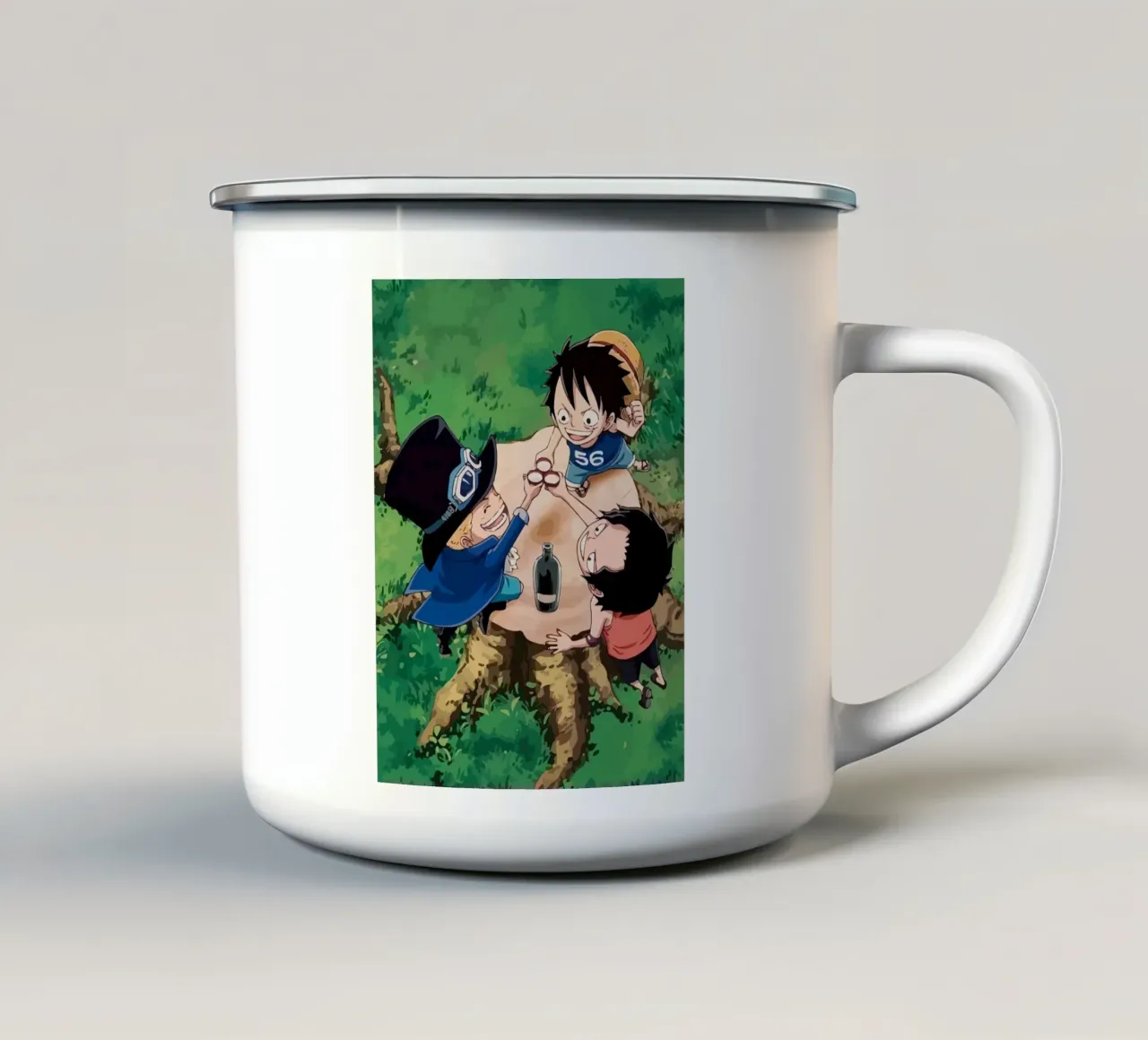 Luffy, Ace and Sabo One Piece tazza in smalto da Dumery Art