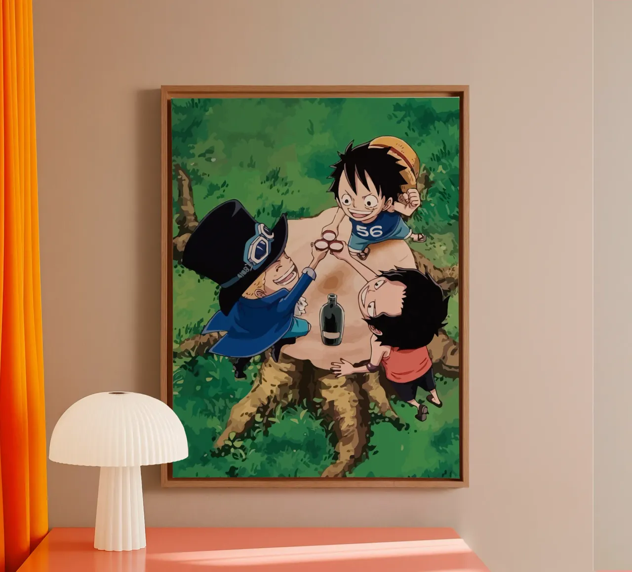 Luffy, Ace and Sabo One Piece tela con Cornice a cassetta da Dumery Art