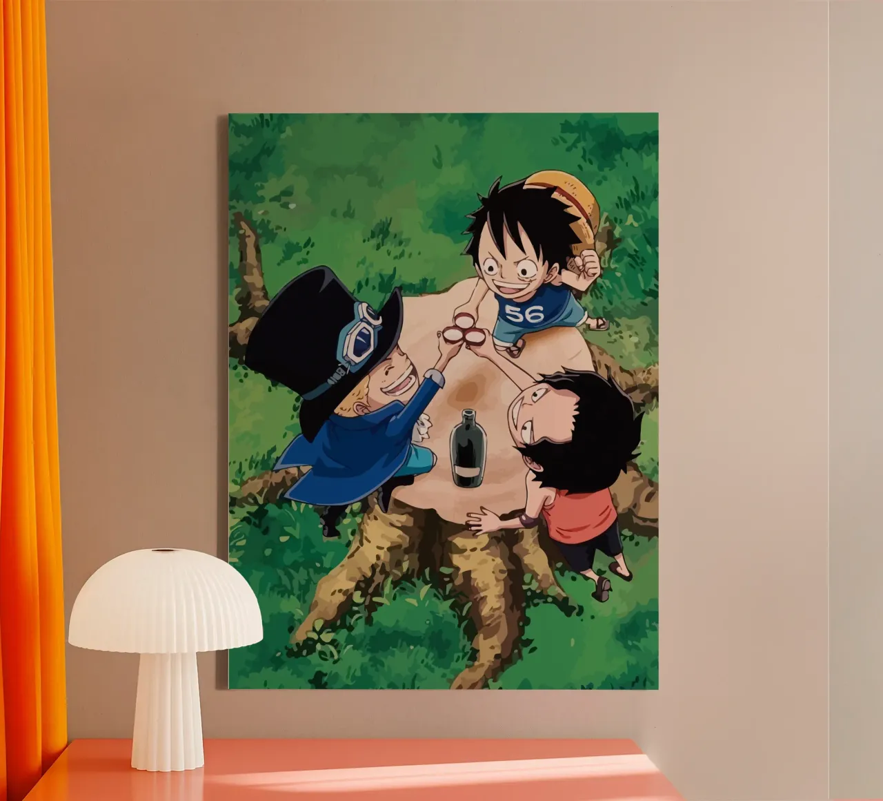 Luffy, Ace and Sabo One Piece tela con Cornice a cassetta da Dumery Art