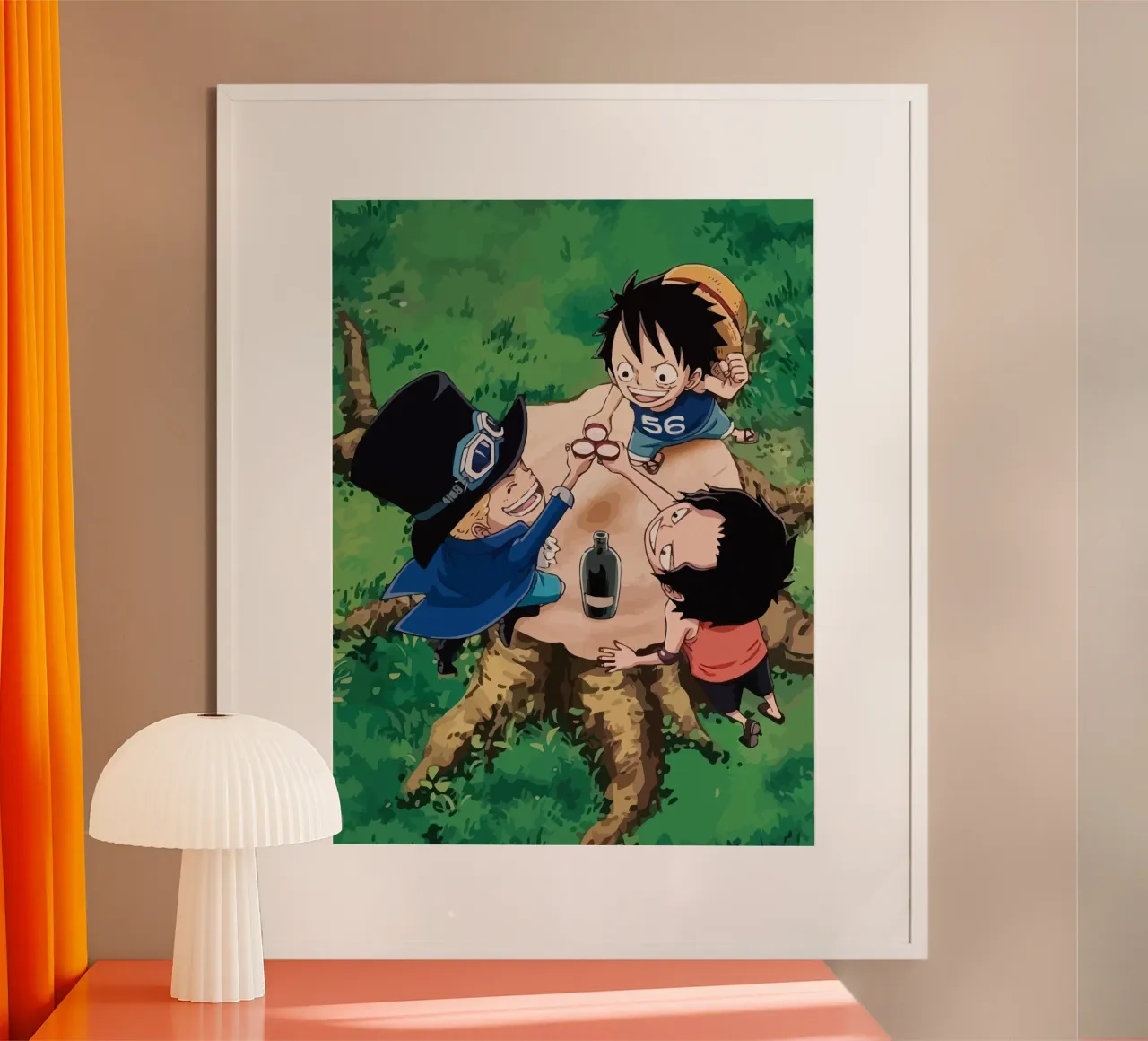 Luffy, Ace and Sabo One Piece poster con telaio in legno da Dumery Art