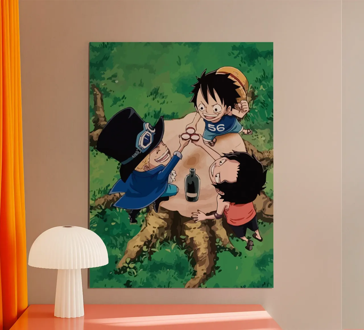 Luffy, Ace and Sabo One Piece poster con telaio in legno da Dumery Art