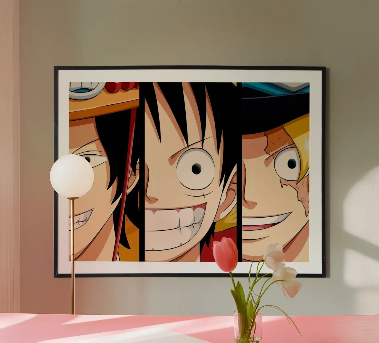 Luffy, Ace and Sabo One Piece poster con telaio in plastica da Dumery Art