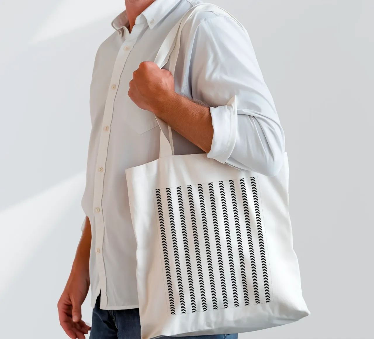 Minimal Basic Mudcloth Frecce a strisce | Nero su bianco borsa in juta da Beauty in Simplicity