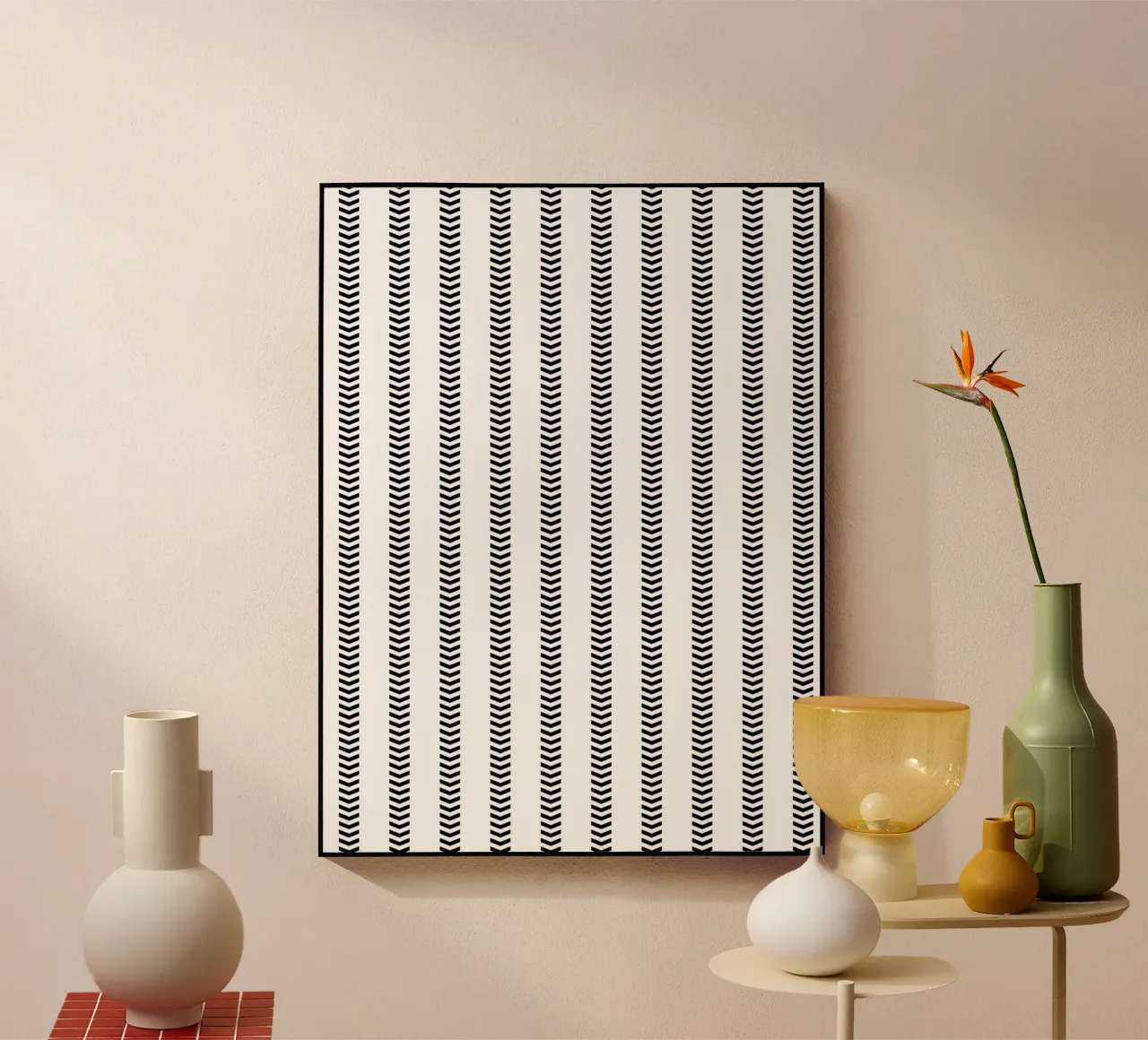 Minimal Basic Mudcloth Frecce a strisce | Nero su bianco plexiglass da Beauty in Simplicity