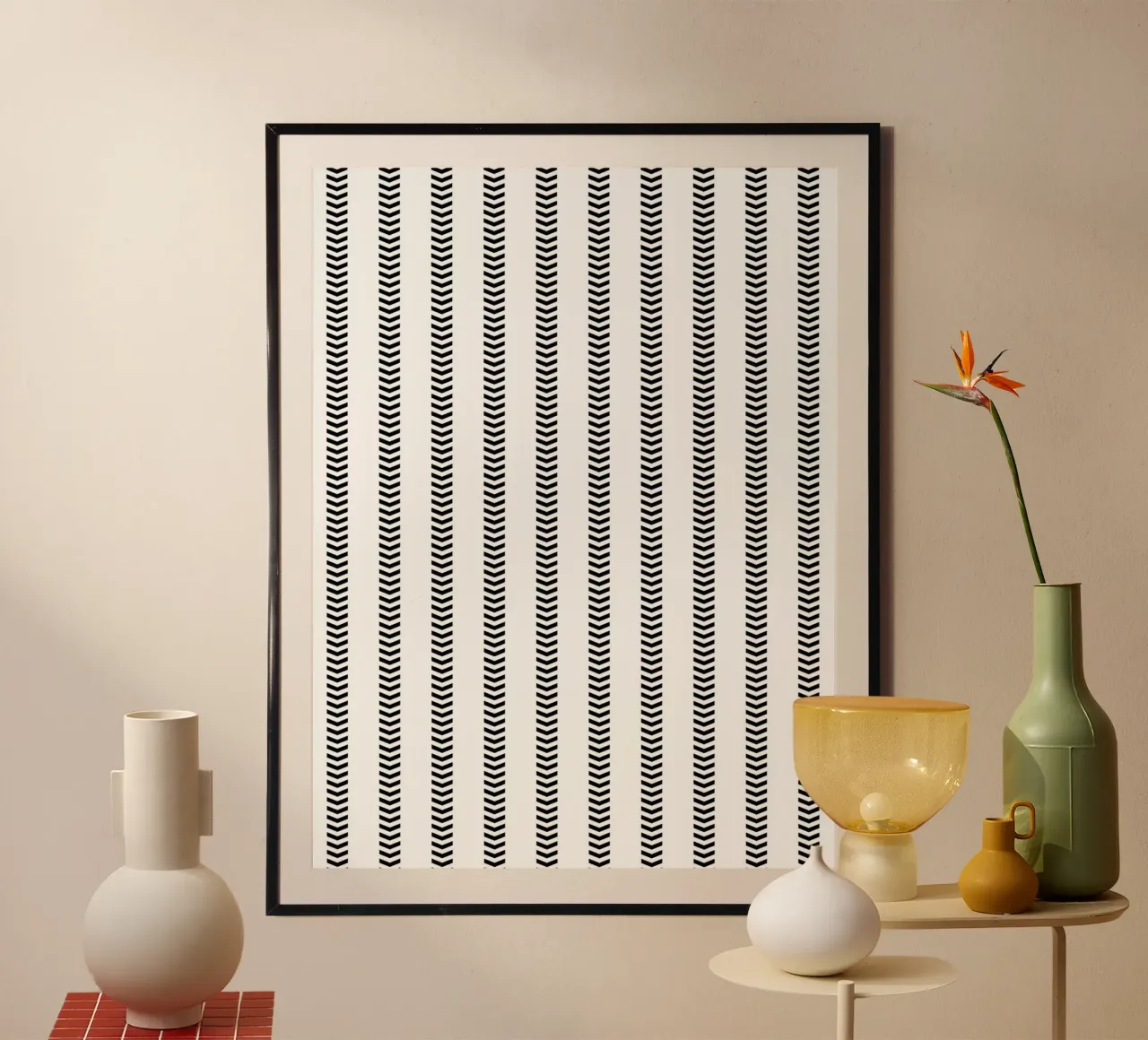 Minimal Basic Mudcloth Frecce a strisce | Nero su bianco carta hahnemühle da Beauty in Simplicity