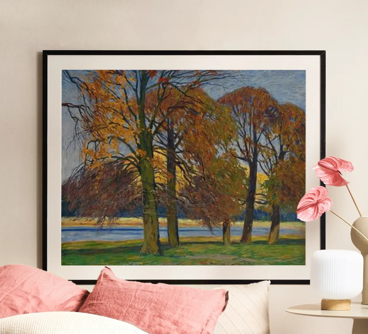 alberi in autunno poster con telaio in alluminio da iding store