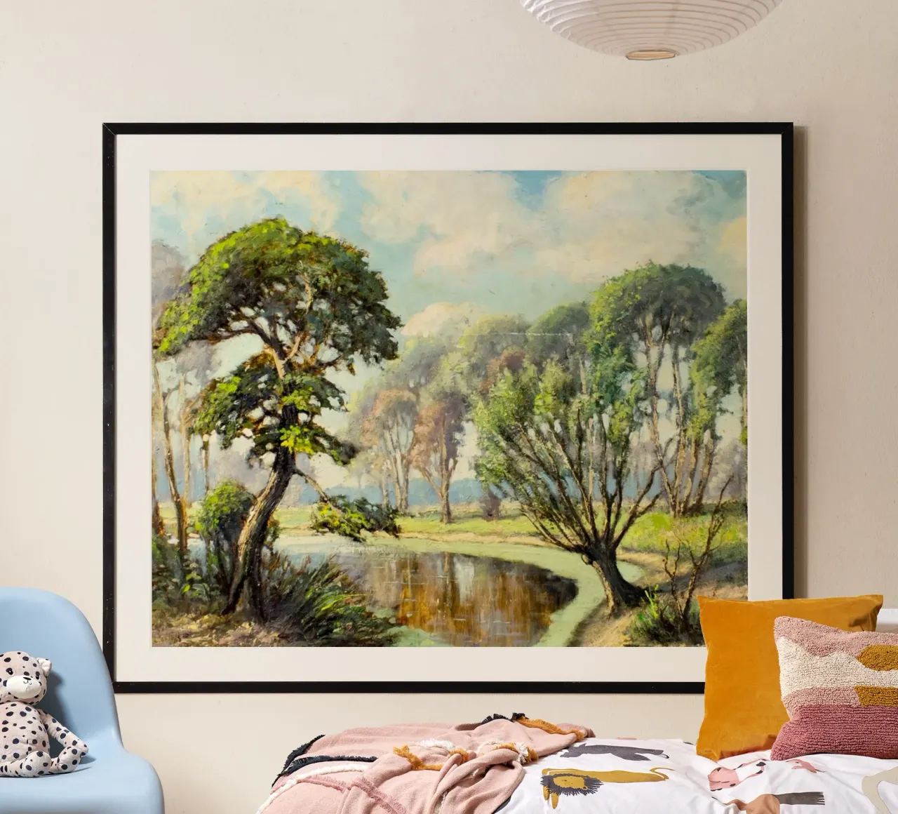 alberi che crescono in fila poster con telaio in legno da iding store