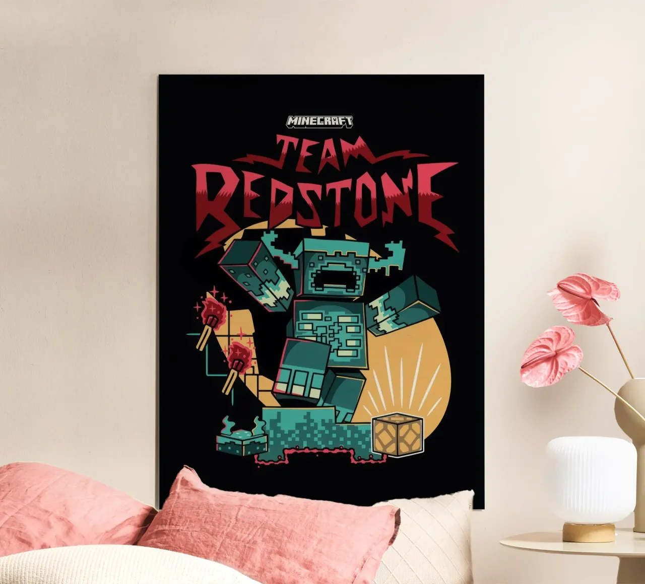 minecraft team redstone poster con telaio in plastica da mix mate