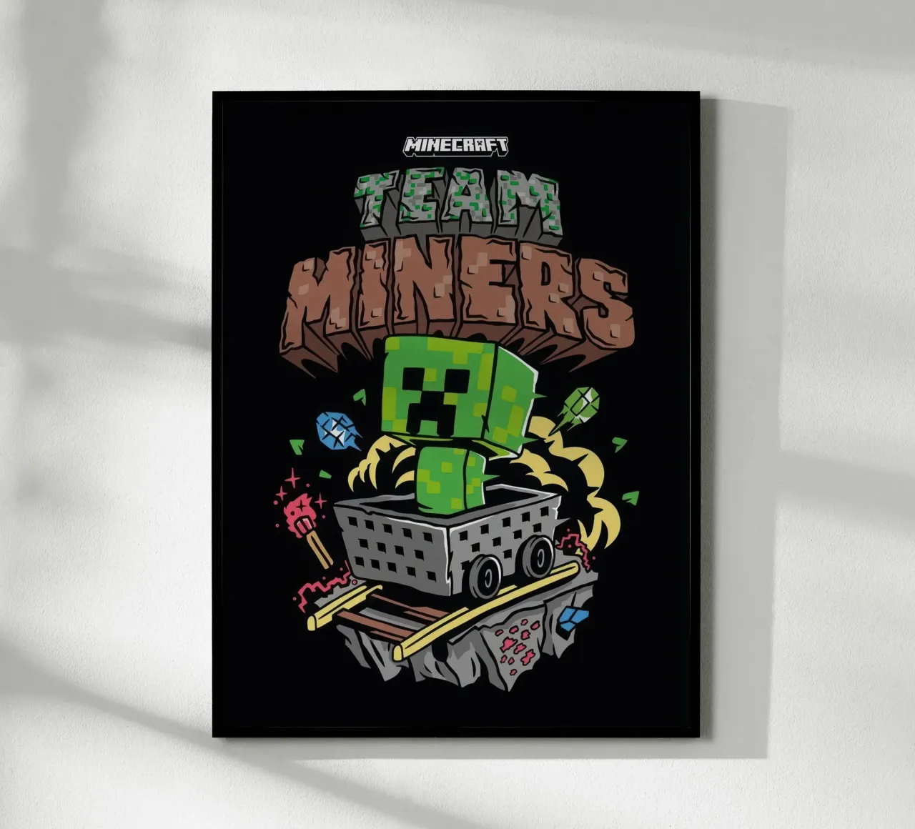 minatori della squadra minecraft poster con telaio in alluminio da mix mate